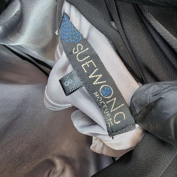 Sue Wong Nocturne Dress Womens 8 Gray Black Beaded Embroidered Floral Cocktail - Picture 3 of 9